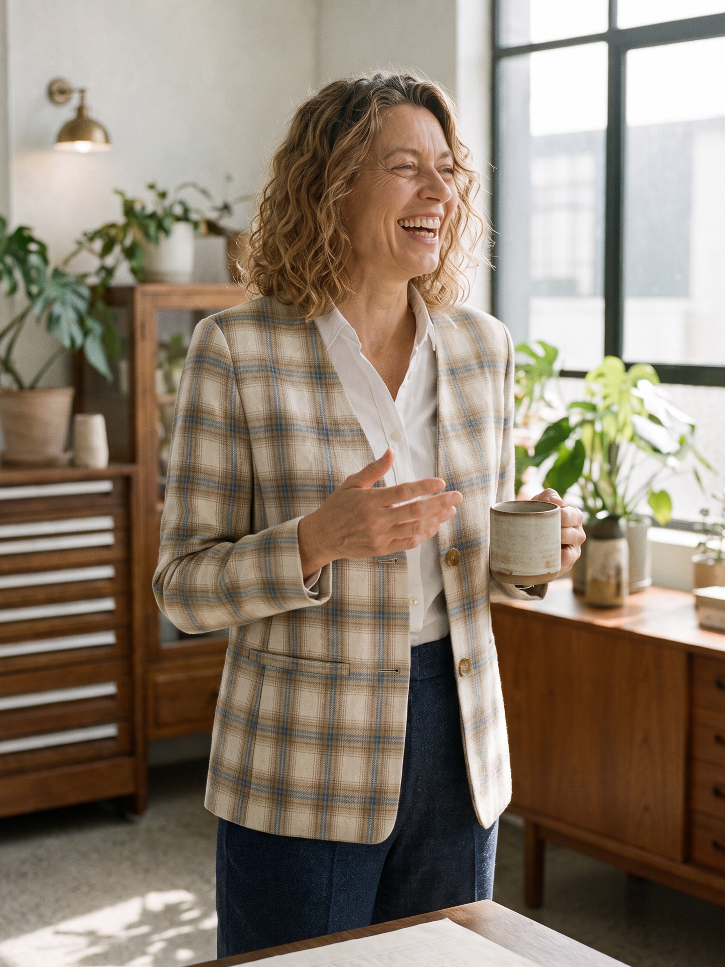 Linen Reversible Denim Texture V Neck Jacket ELLIE