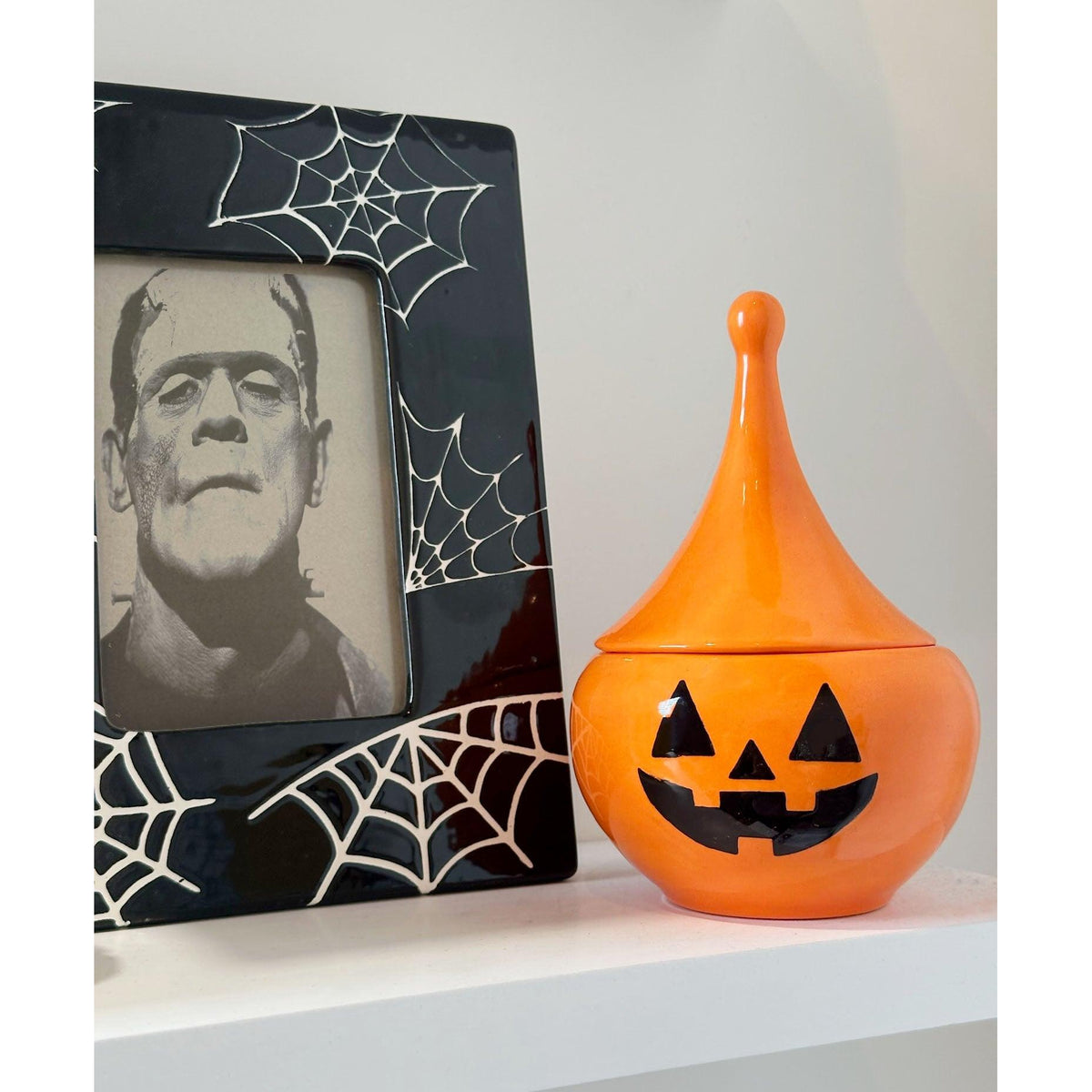 Jack-O'-Lantern Teardrop Jar in Tiki Orange