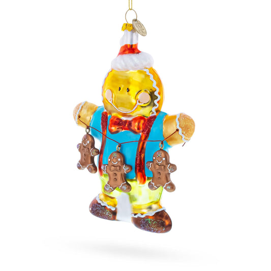 Jolly Gingerbread Man Glass Christmas Ornament