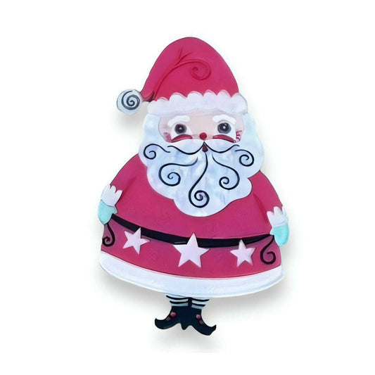 a red santa claus with white beard and mustache