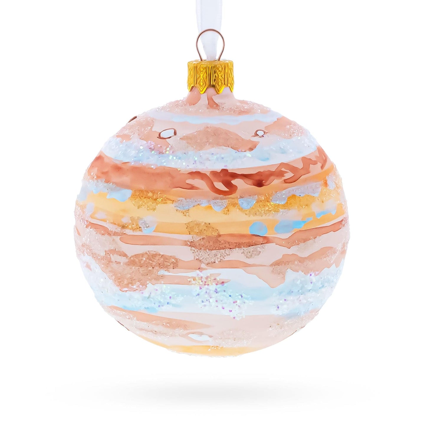 Jupiter Hand Painted Glass Ball Christmas Ornament 3.25 Inches