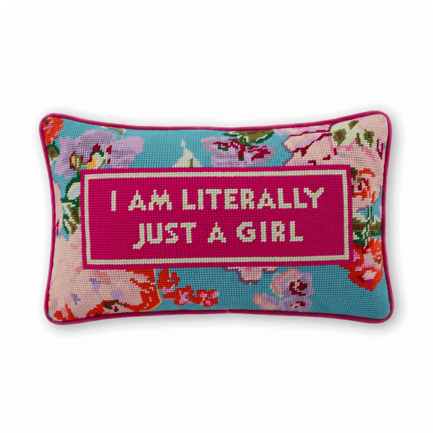 Just A Girl Needlepoint Pillow