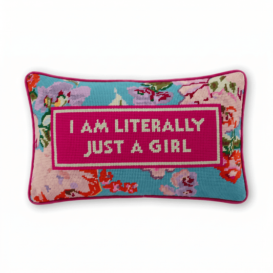 Just A Girl Needlepoint Pillow