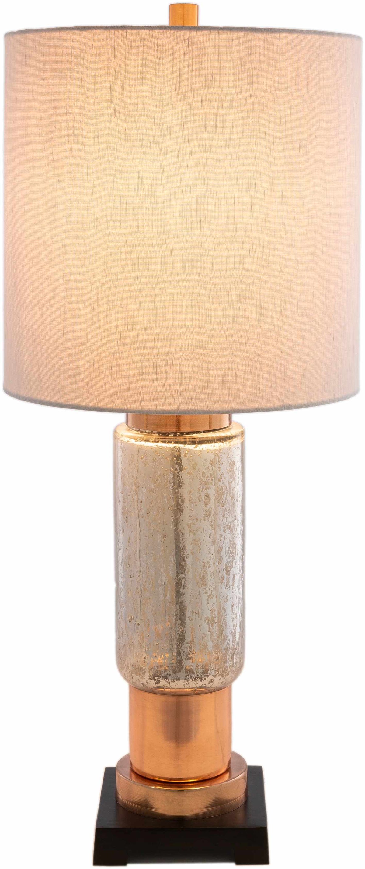 a lamp with a white shade