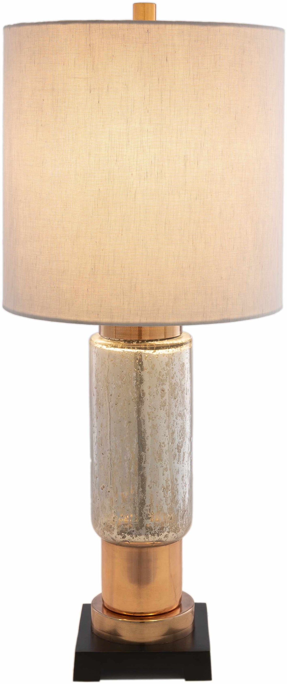 a lamp with a white shade