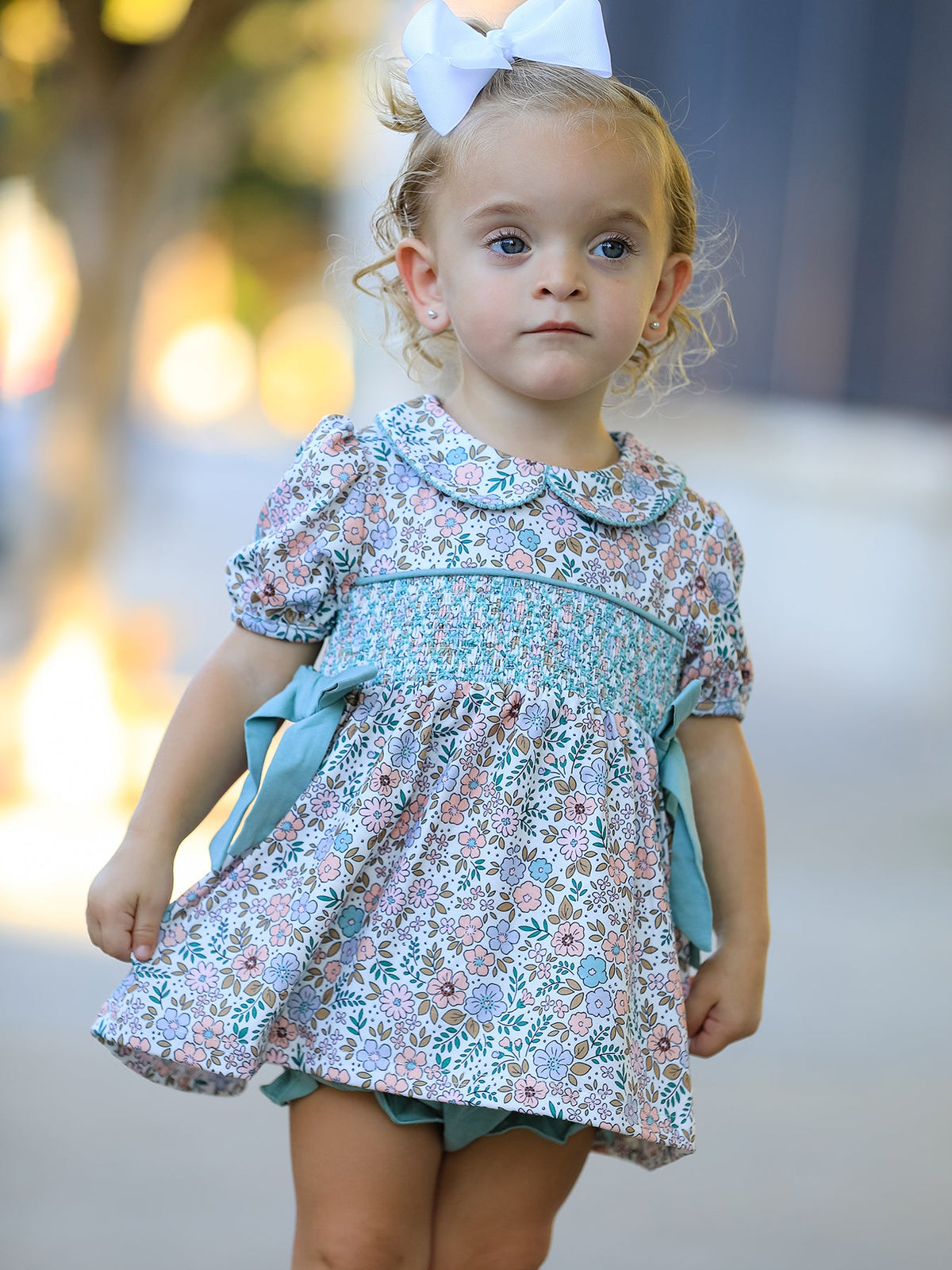 a girl in a dress