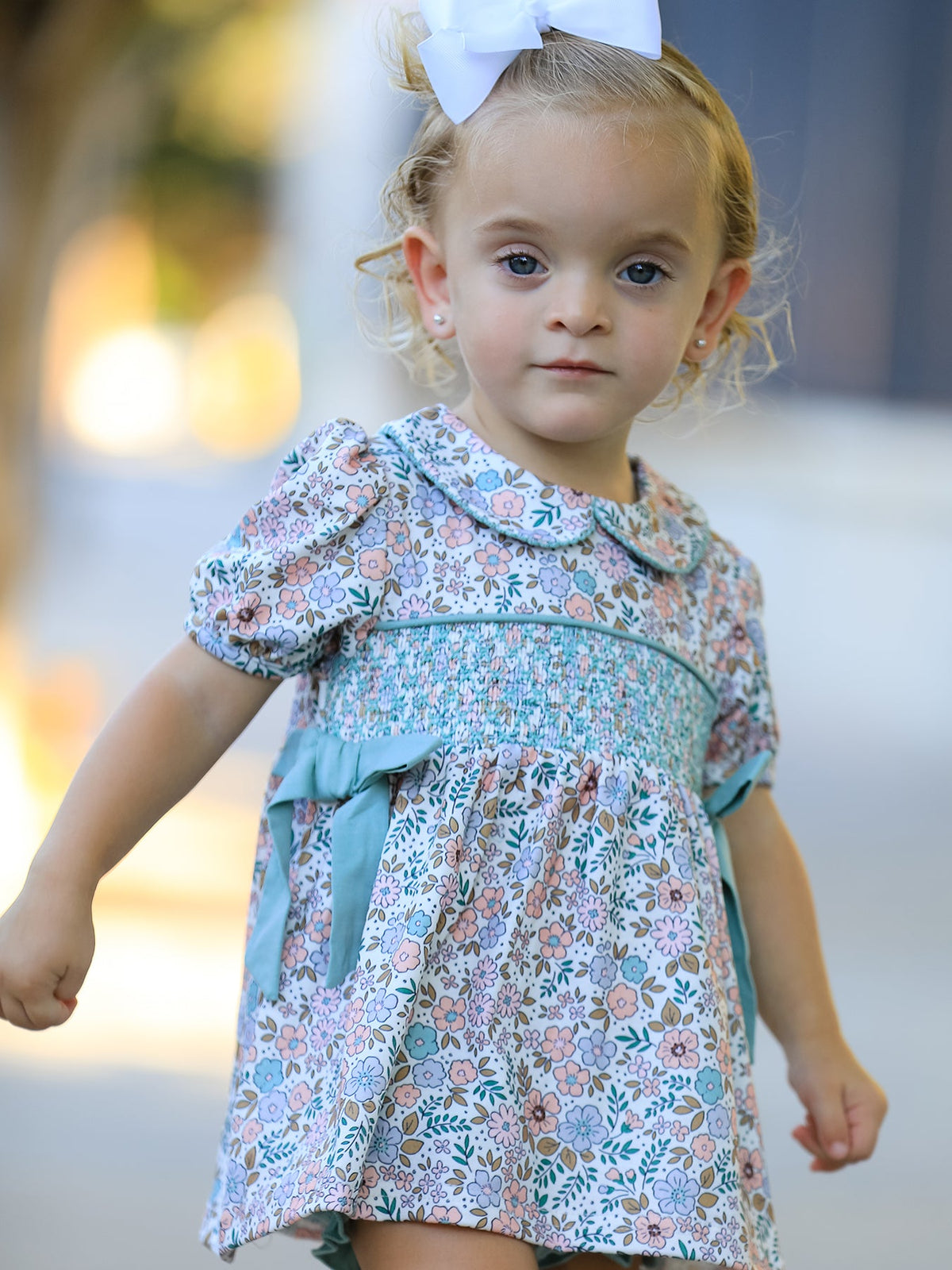 a girl in a dress