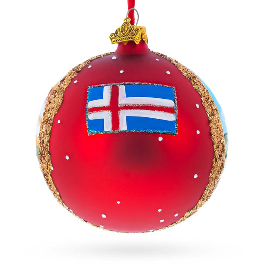 Kirkjufell Mountain, Iceland Glass Ball Christmas Ornament 4 Inches