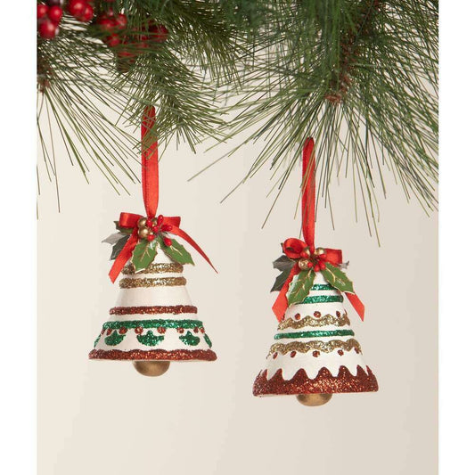 a pair of bells from a pine tree