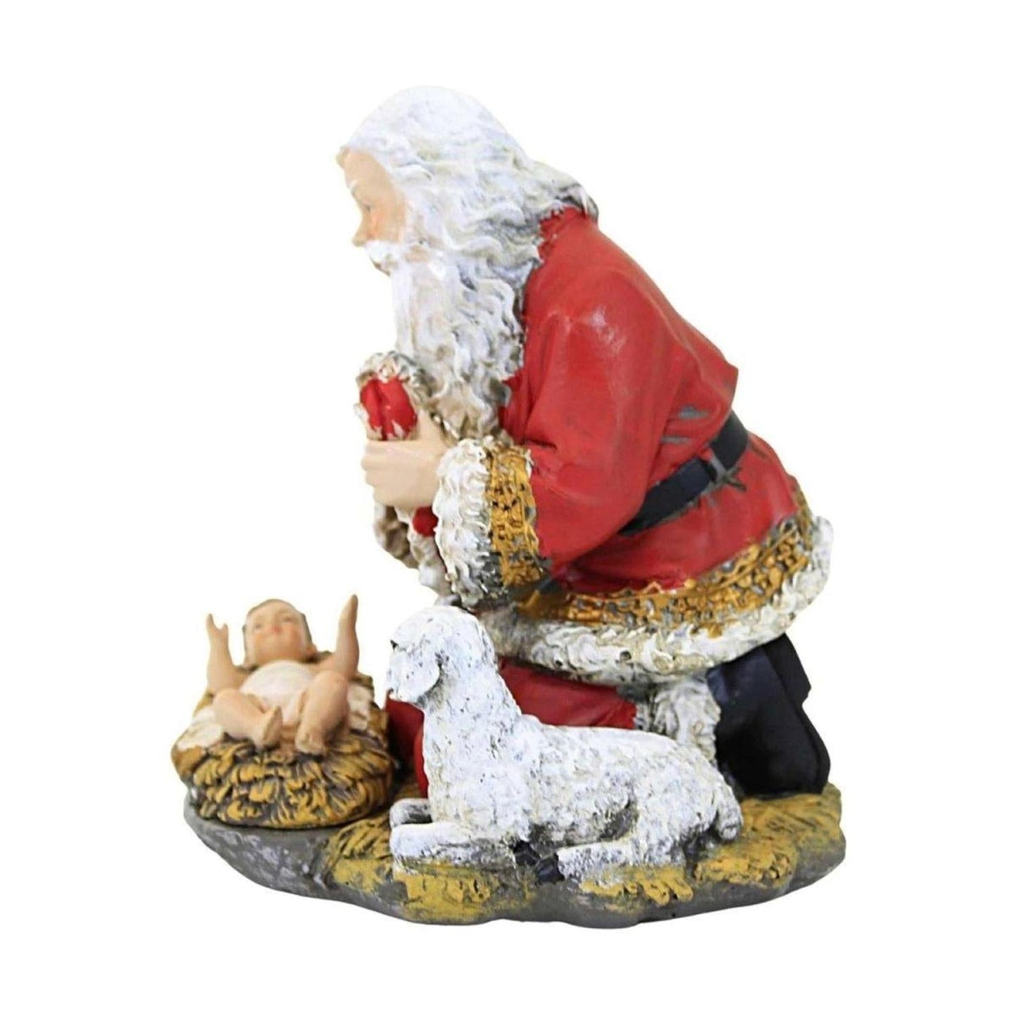 Kneeling Santa With Lamb Figure
