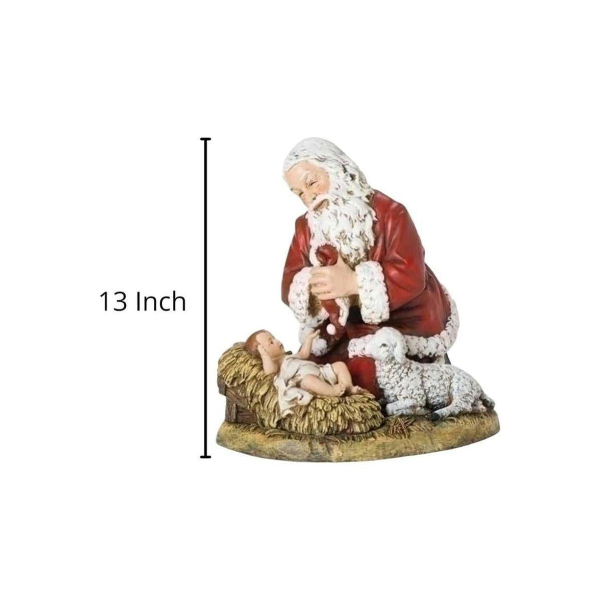 Kneeling Santa With Lamb Figure