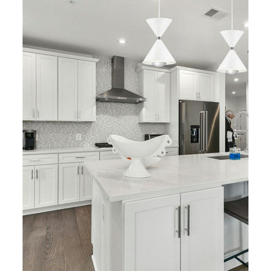 Kordan 8"W 1-Light LED Matte White  Metal Hourglass Mini Pendant Light Fixture by Kichler