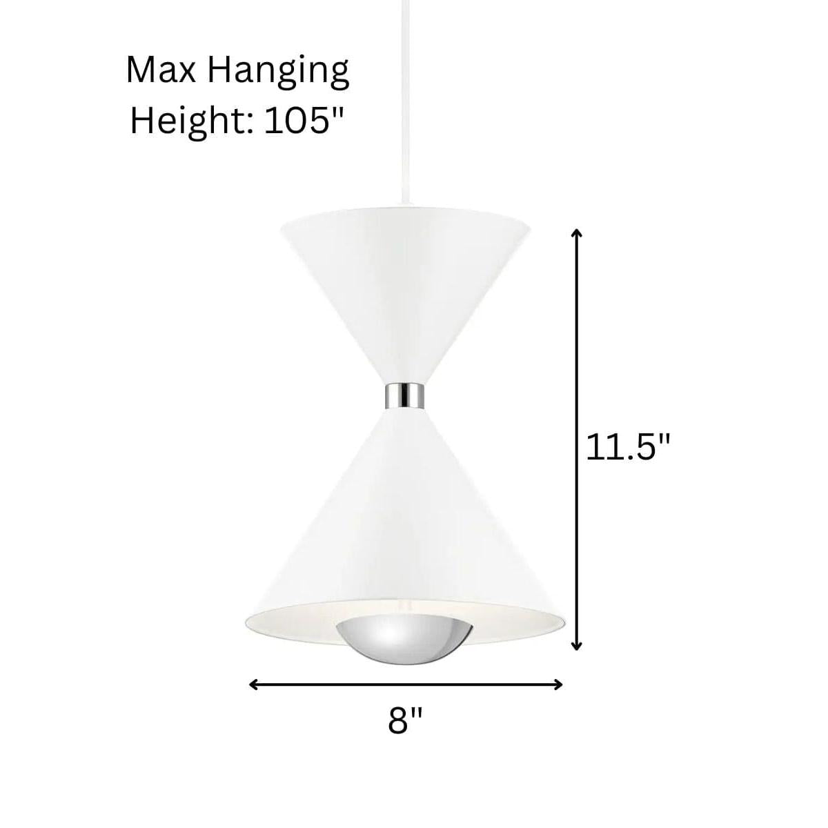 Kordan 8"W 1-Light LED Matte White  Metal Hourglass Mini Pendant Light Fixture by Kichler