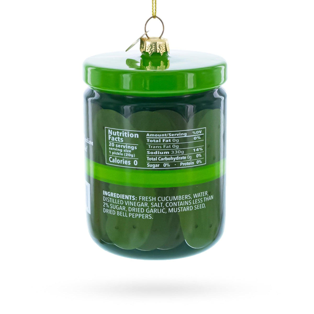 Kosher Dill Pickles Jar Glass Christmas Ornament
