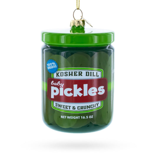 Kosher Dill Pickles Jar Glass Christmas Ornament