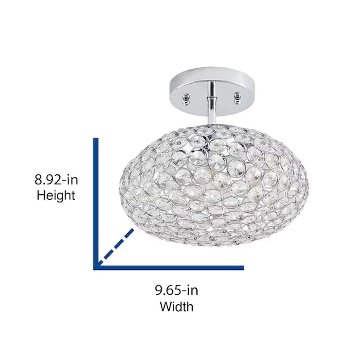 Krystal Ice 9"W 1-Light Semi-Flush Light Fixture by Kichler Chrome Glass Finish