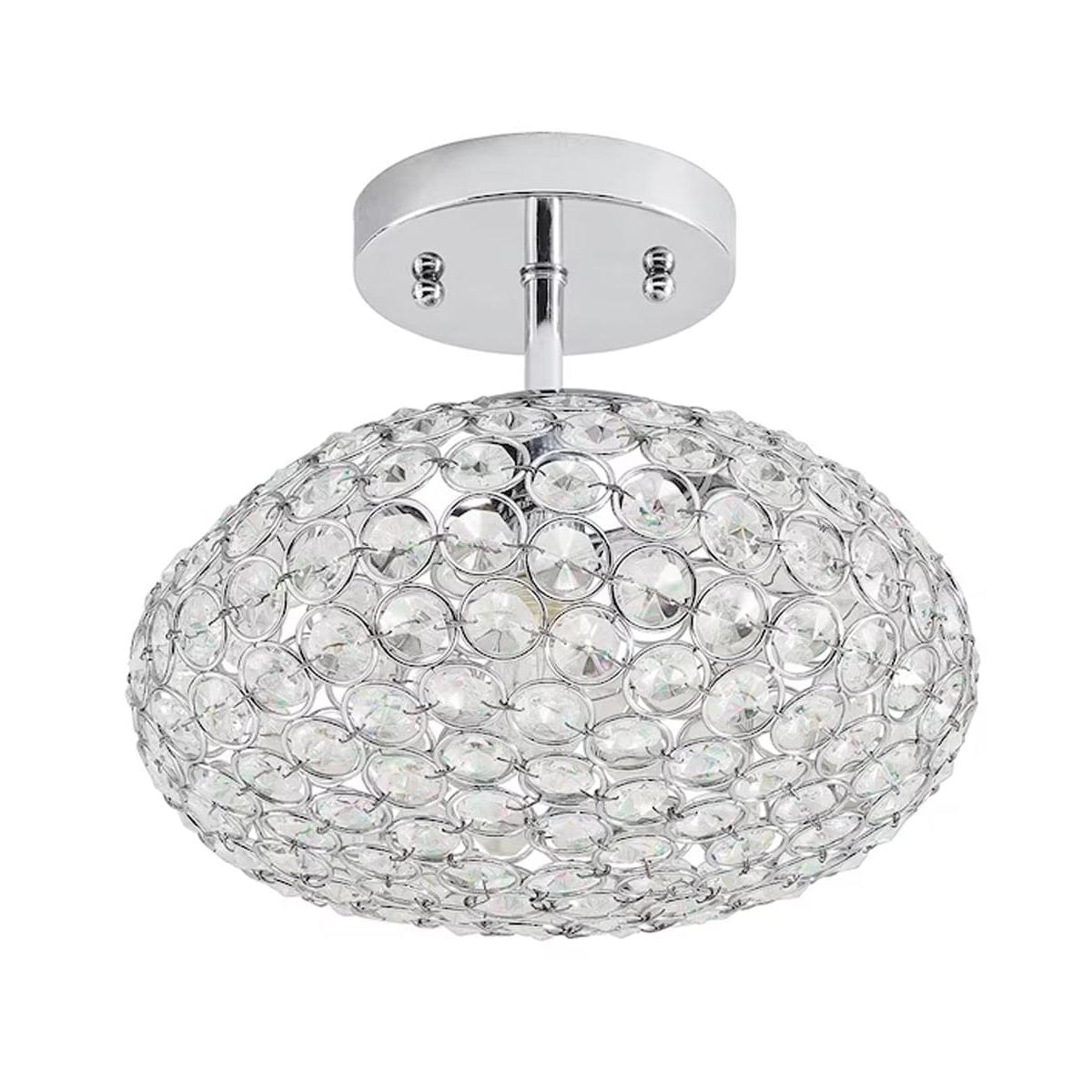 Krystal Ice 9"W 1-Light Semi-Flush Light Fixture by Kichler Chrome Glass Finish
