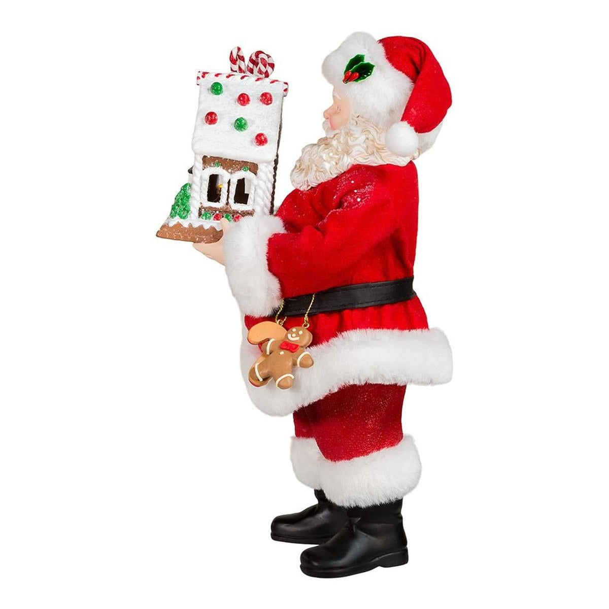 Kurt Adler 11" Battery-Operated Santa with Light-Up Gingerbread House