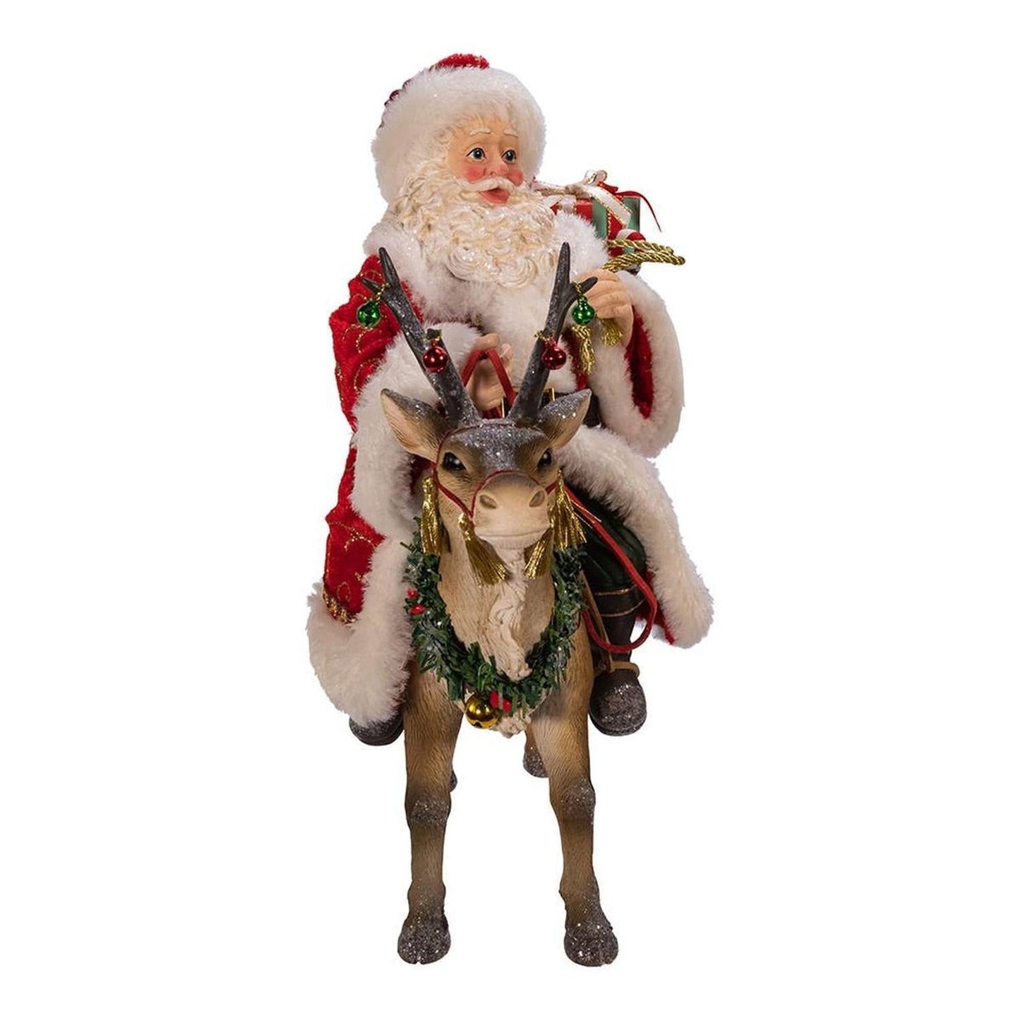Kurt Adler 11.5-Inch Fabriché Santa on Reindeer