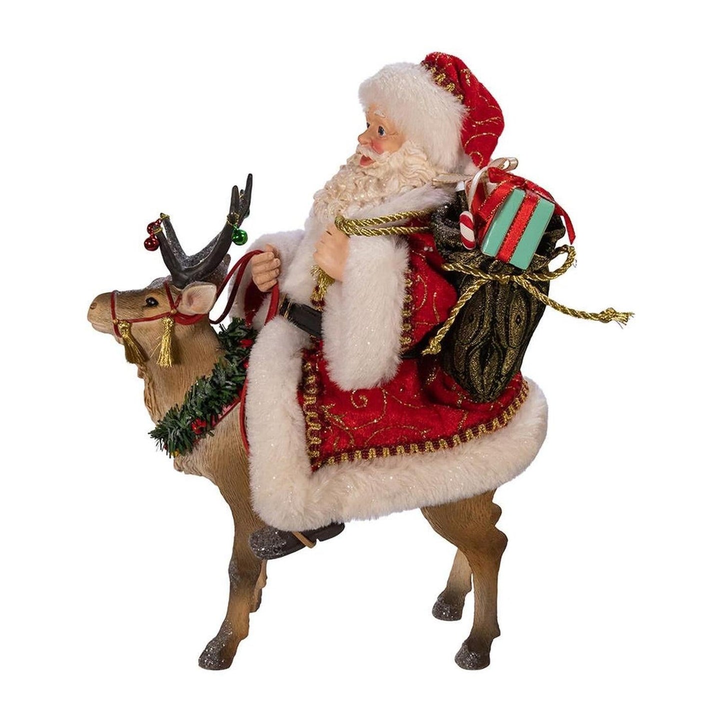 Kurt Adler 11.5-Inch Fabriché Santa on Reindeer