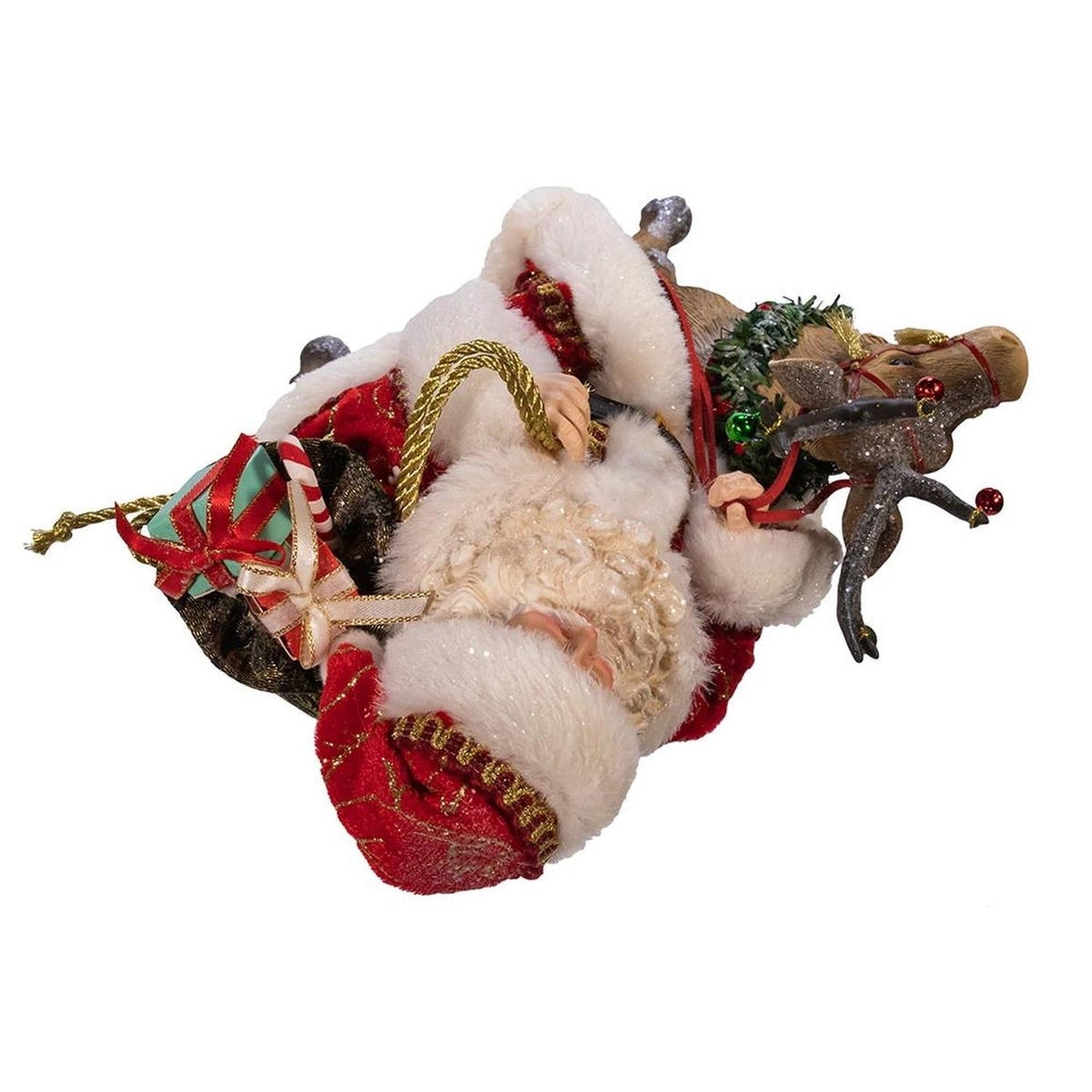 Kurt Adler 11.5-Inch Fabriché Santa on Reindeer
