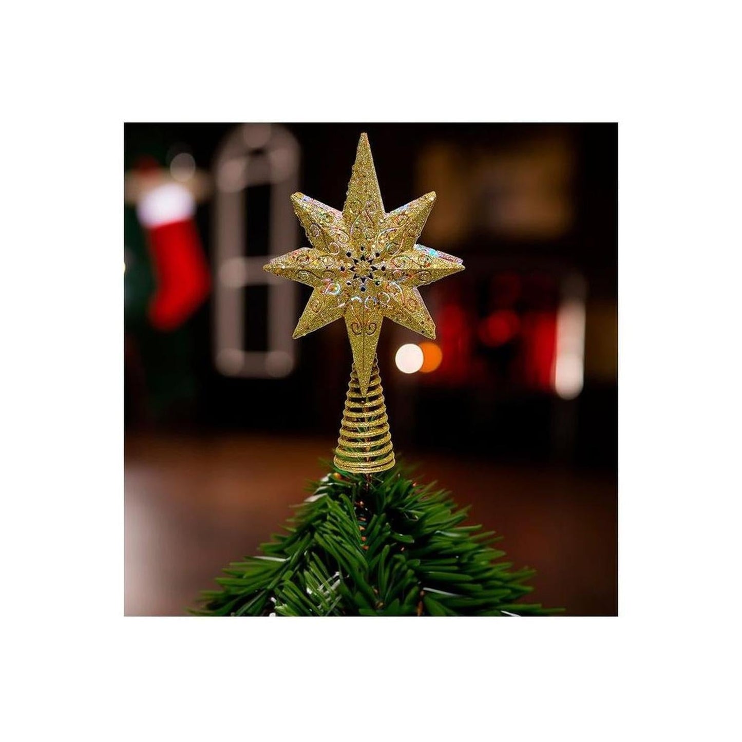 Kurt Adler 13.4 Inch Gold Glitter Polaris Projector Tree Topper