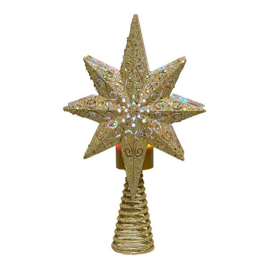 Kurt Adler 13.4 Inch Gold Glitter Polaris Projector Tree Topper