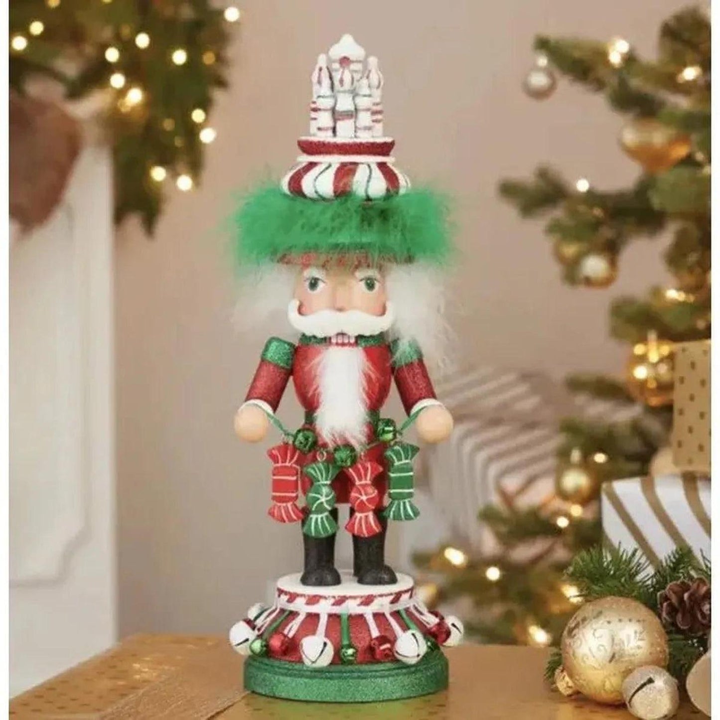 Kurt Adler 15" Hollywood Nutcrackers™ Red, White & Green Candy Tower Hat Nutcracker