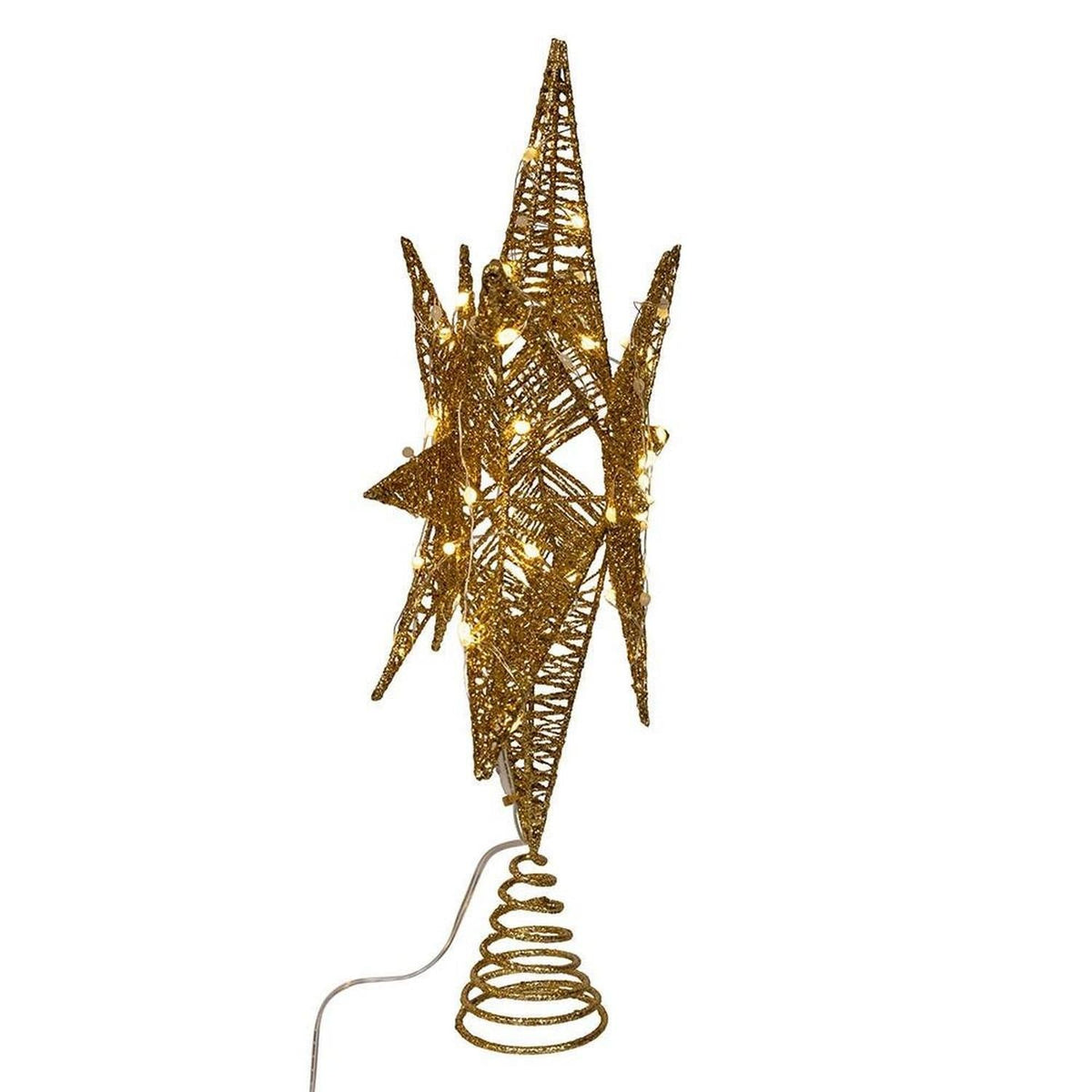 Kurt Adler 15-Inch Twinkling LED Gold Tree Topper