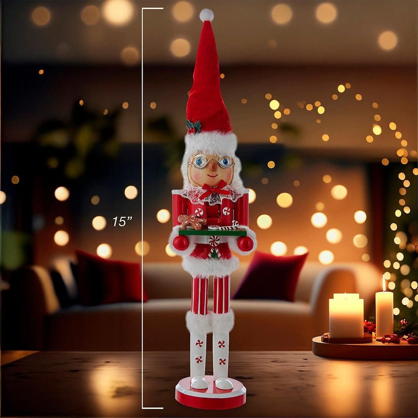 Kurt Adler 15" Wooden Mrs. Claus Nutcracker