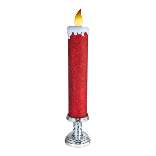 Kurt Adler 19.63-Inch Battery Operated Red Glittered Candle