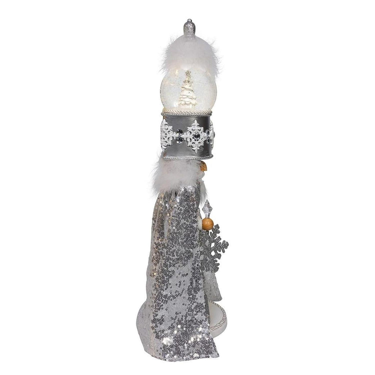 Kurt Adler 22-Inch Hollywood Nutcrackers Musical Silver Nutcracker With Water Globe