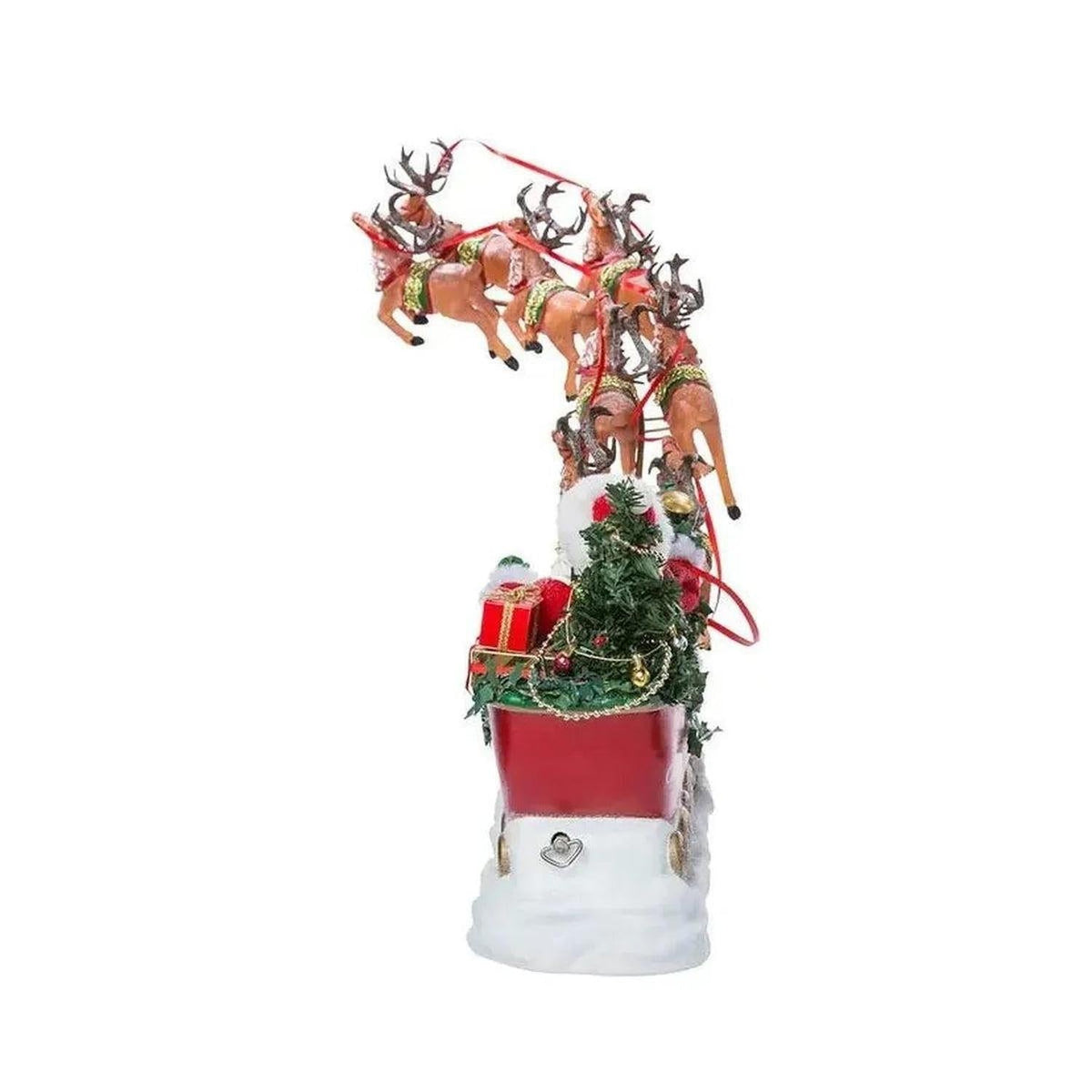 Kurt Adler 24" Fabriché Musical Santa with Eight Reindeer (Set of 2)