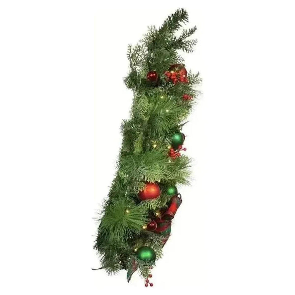 Kurt Adler 26-Inch Battery-Operated Pre-Lit Red And Green Wall Tree With Bow