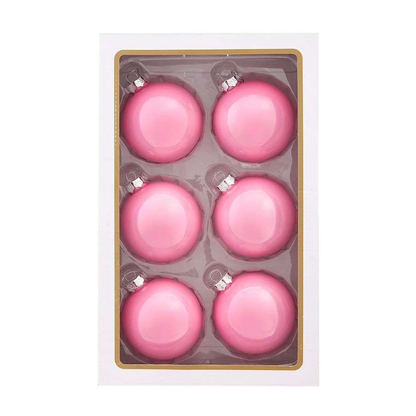 Kurt Adler 80MM Glass Pearlized Pink Ball Ornaments