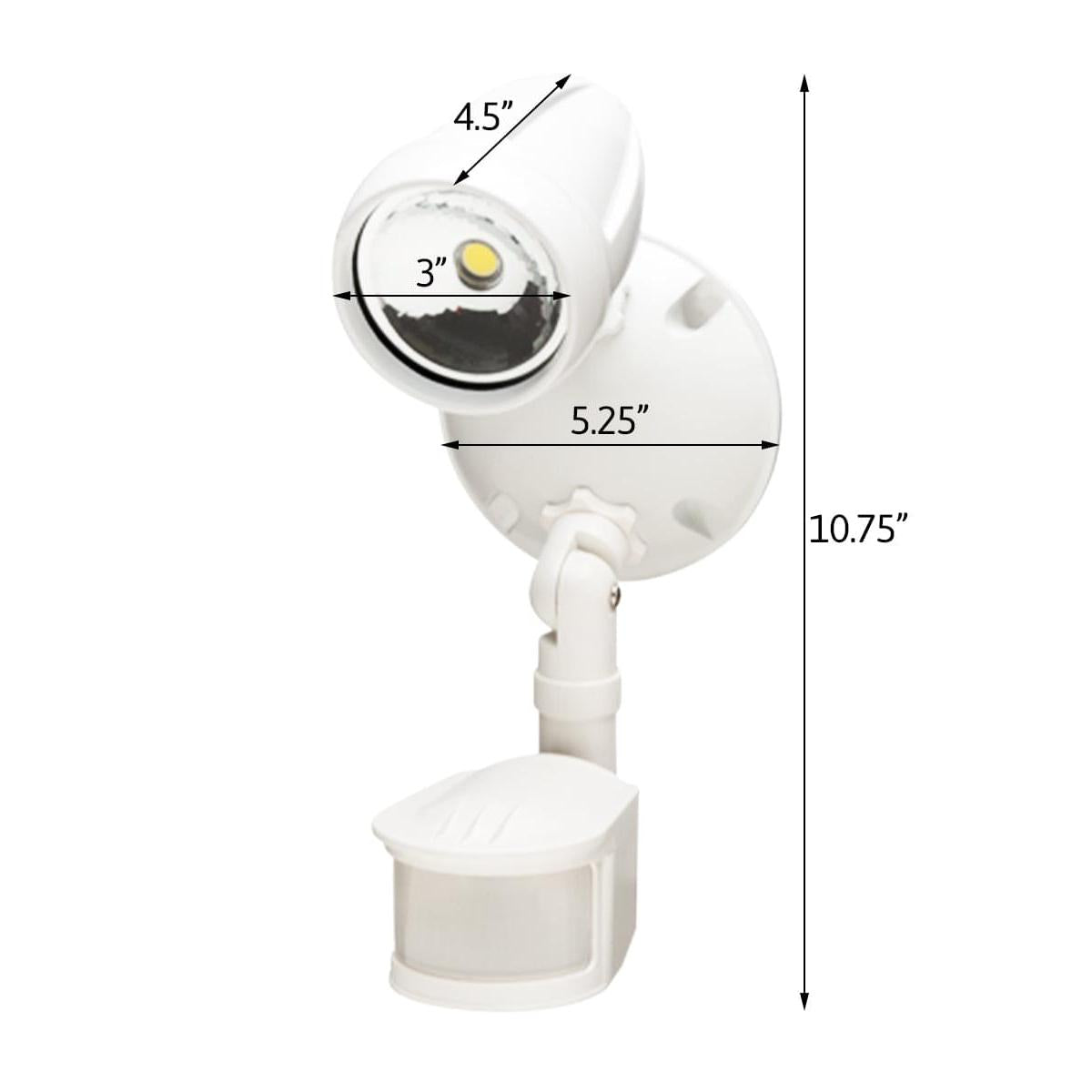 LED Outdoor Security Light 180 Degree Motion Sensor Activated, White Finish 11"H