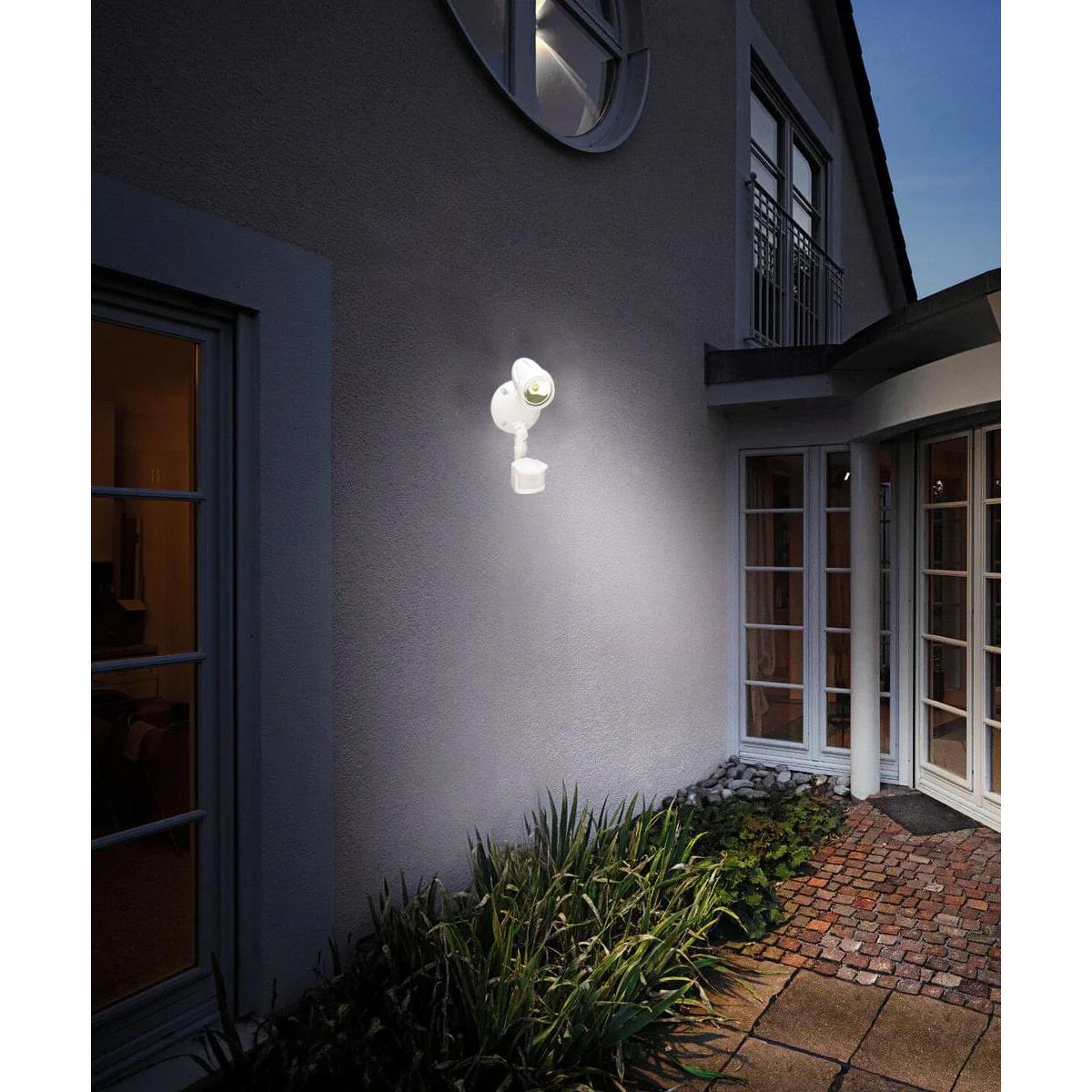 LED Outdoor Security Light 180 Degree Motion Sensor Activated, White Finish 11"H