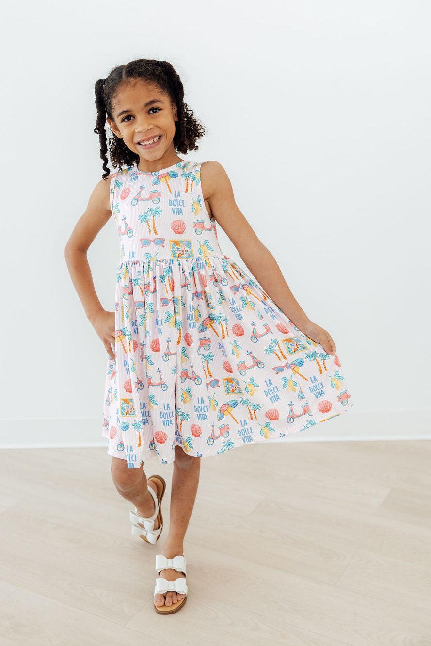 a girl in a dress