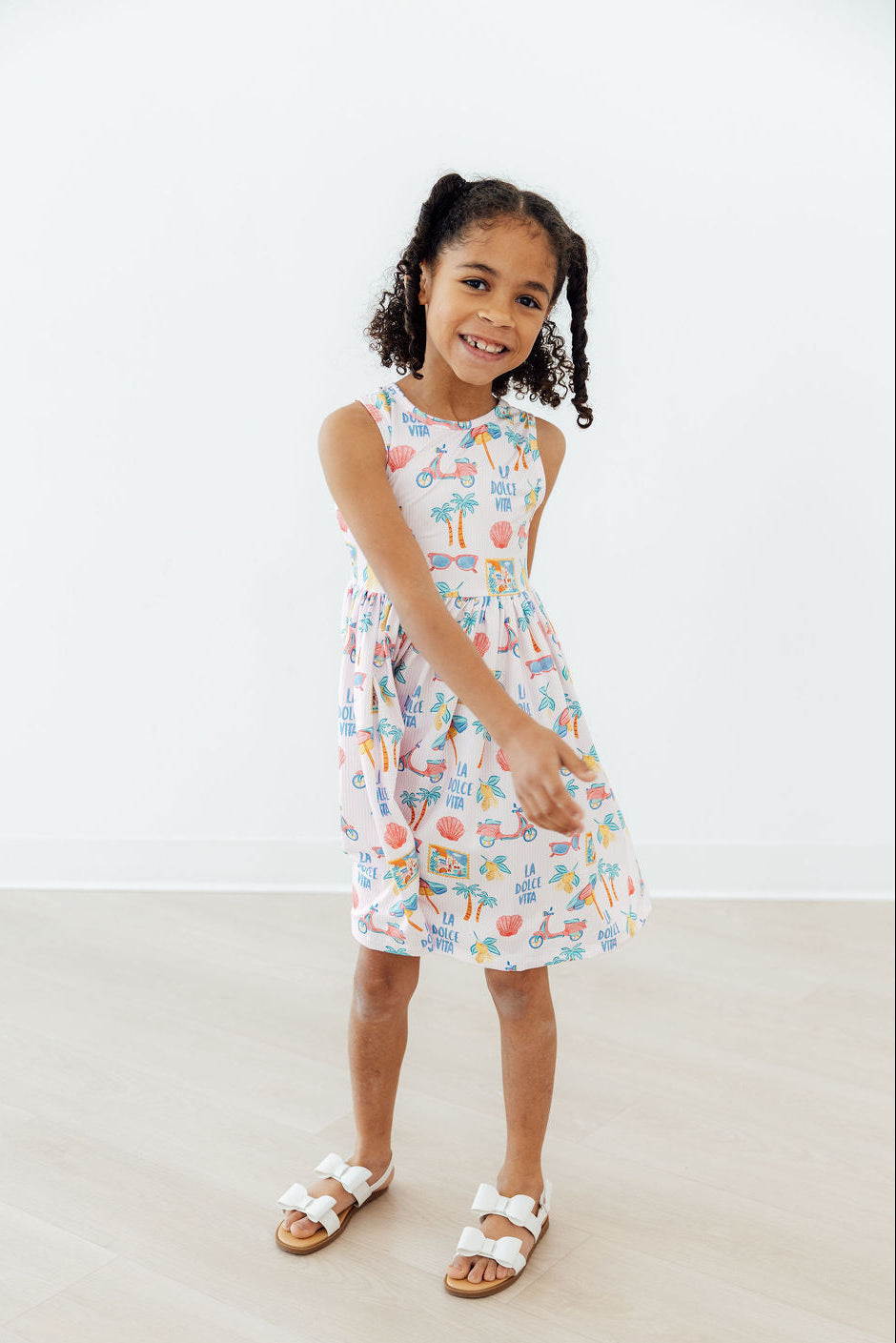 a girl in a dress