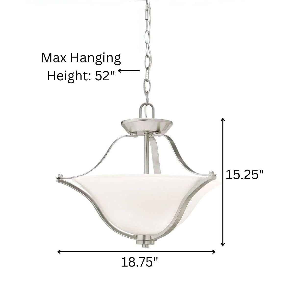 Langford 19"W 2-Light Brushed Nickel Pendant/Semi-Flush Mount Light by Kichler