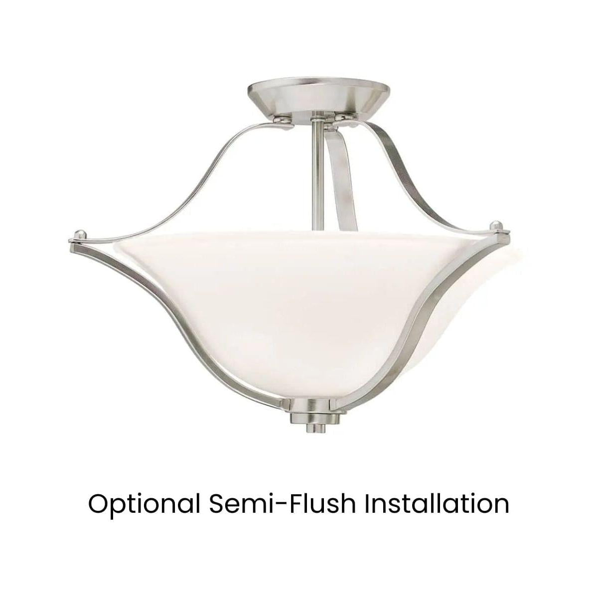 Langford 19"W 2-Light Brushed Nickel Pendant/Semi-Flush Mount Light by Kichler