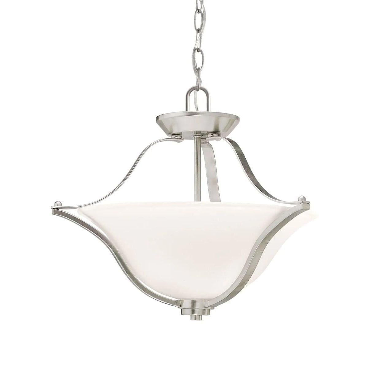 Langford 19"W 2-Light Brushed Nickel Pendant/Semi-Flush Mount Light by Kichler