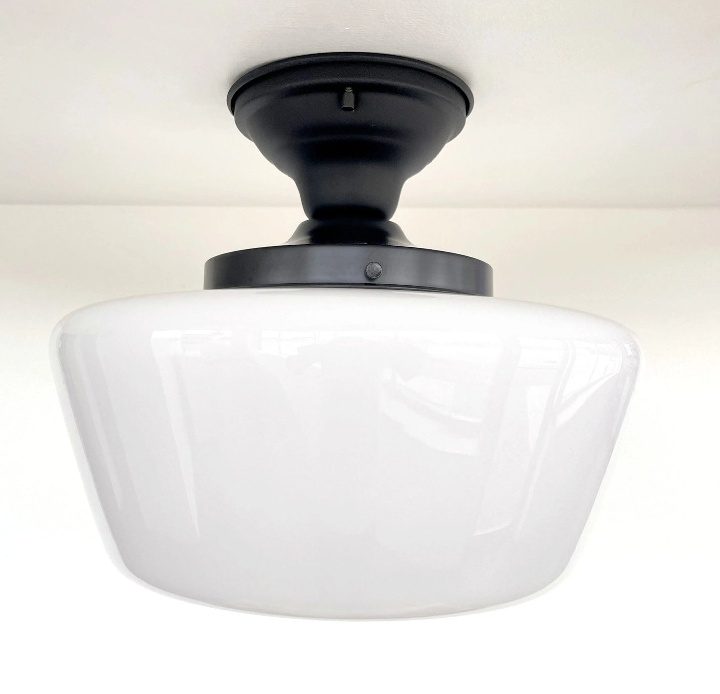 Large Milk Glass Schoolhouse Ceiling Light | 12"