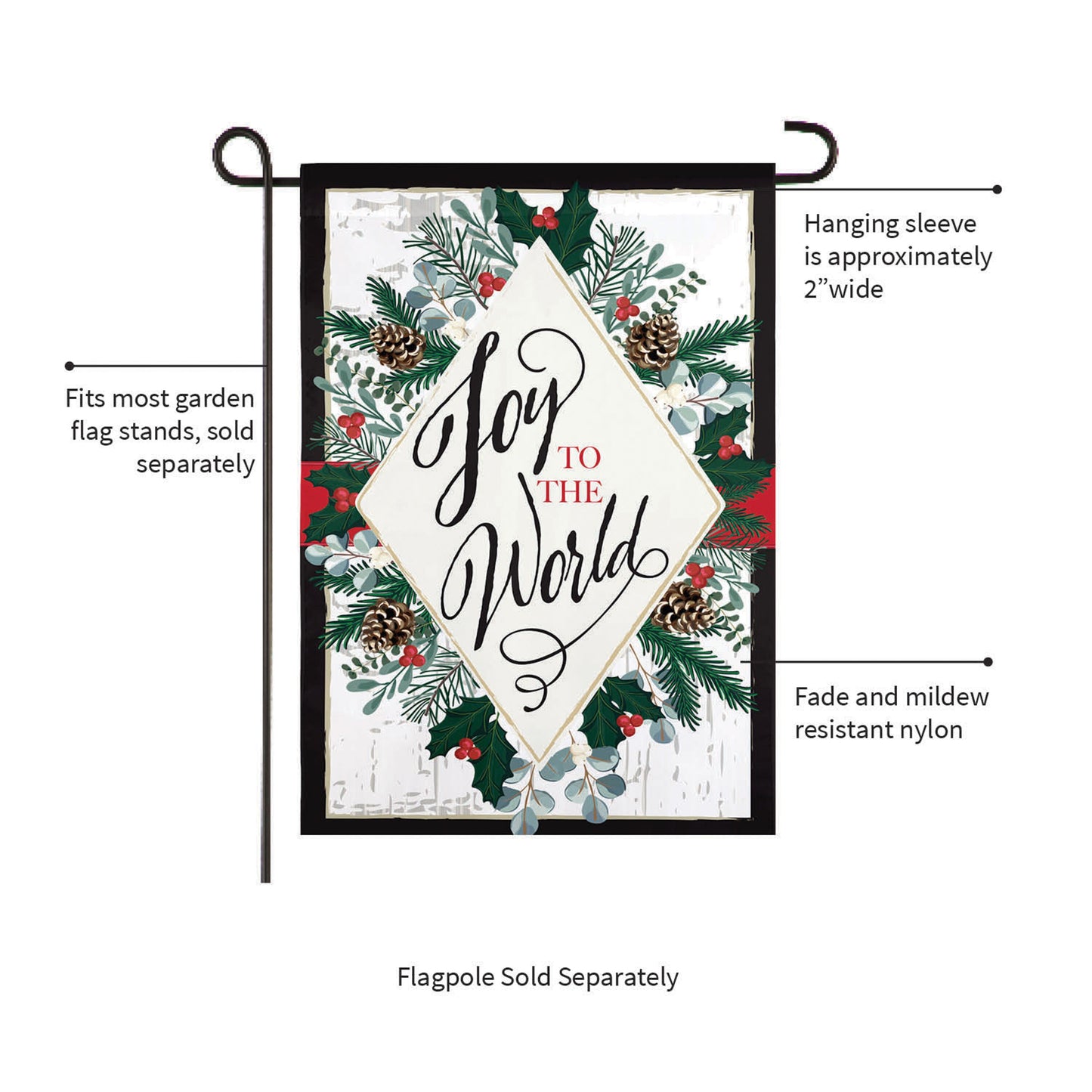Joy to the World Applique Garden Flag