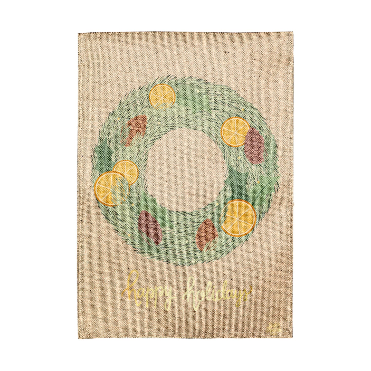 Holiday Wreath Reversible Burlap Garden Flag