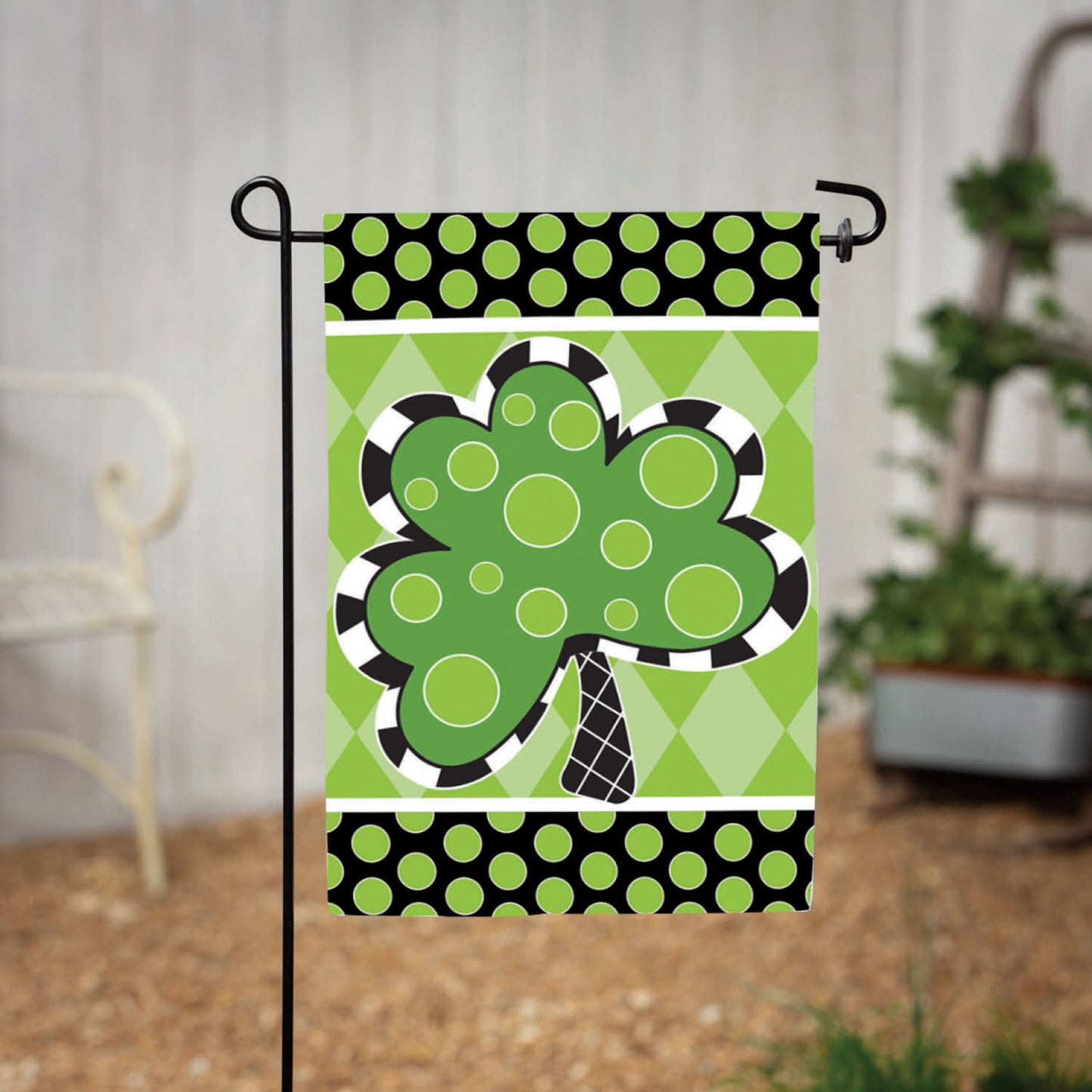 Patterned Shamrock Suede Garden Flag