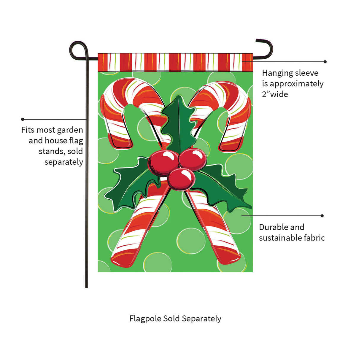 Candy Cane Christmas Applique Garden Flag