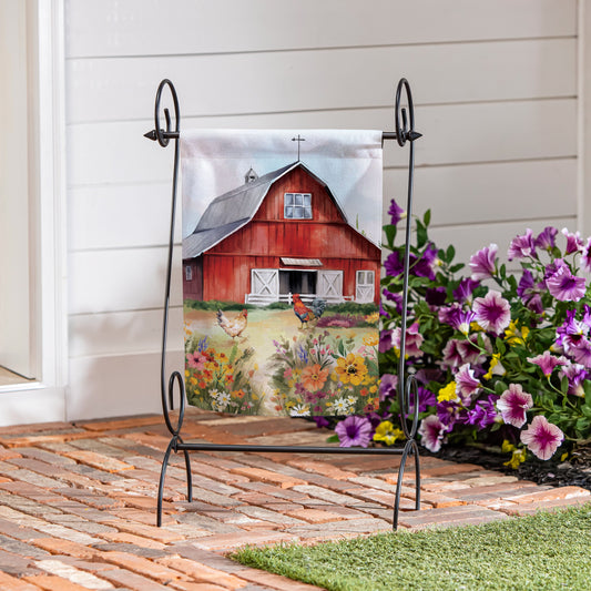 Hillside Pasture Barn Suede Garden Flag