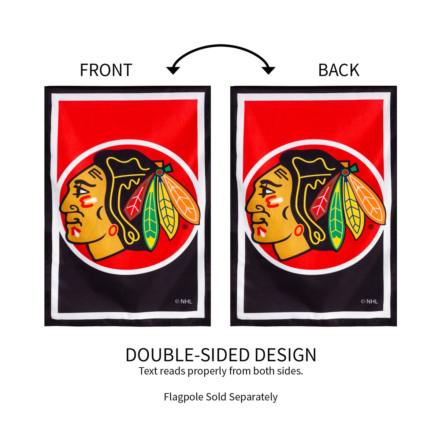 NHL Hockey Burlap House Flag, Chicago Blackhawks