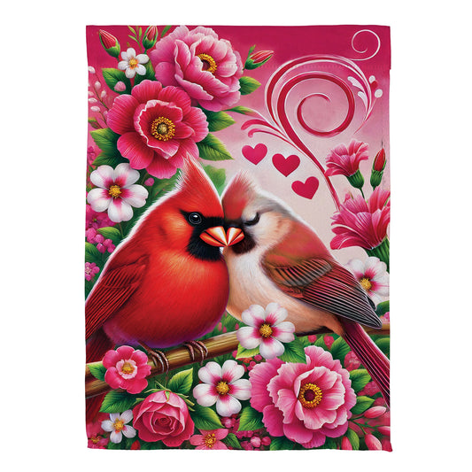Cardinal Lovers Suede House Flag